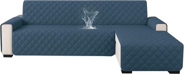 Detalle de Ystyle housse imperméable de canapé d’angle en forme de L, 2 places avec accoudoirs, réversible vert foncé