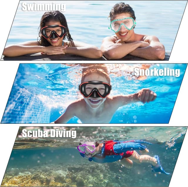 Detalle 2 de HIKOTEY Schnorchelset Kinder (Trocken) mit Anti-Fog Panorama- Tauchmaske