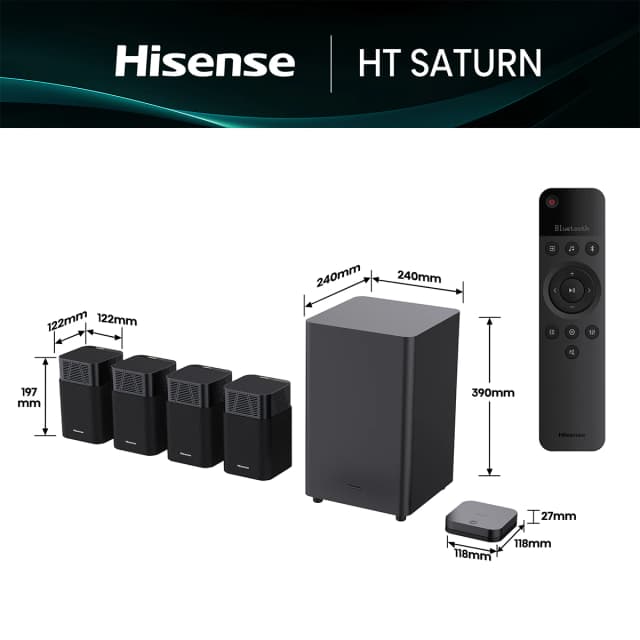 Detalle de Hisense HT Saturn 4.1.2 sistema 13 altavoces 6,5"