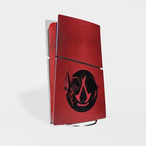 Detalle 2 de Kit de vinilos MaD Vision Extra Resistentes para PS5 Slim (Digital Slim y Disc Slim) con 2 skins de mandos – Assassin’s Creed Shadows