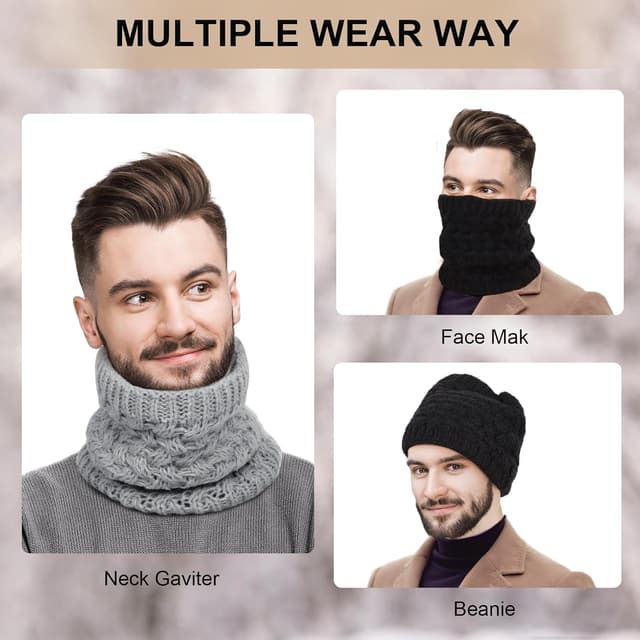 Detalle 2 de Figarge 2er-Pack Winter-Halsschlauch für Ski & Outdoor – Schlauchschal mit Fleece-Futter