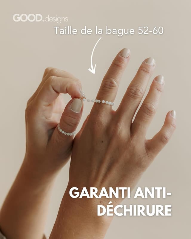 Detalle 1 de Bague anti-stress GD GOOD.designs EST. 2015 avec perles en pierre naturelle (bague élastique ajustable)