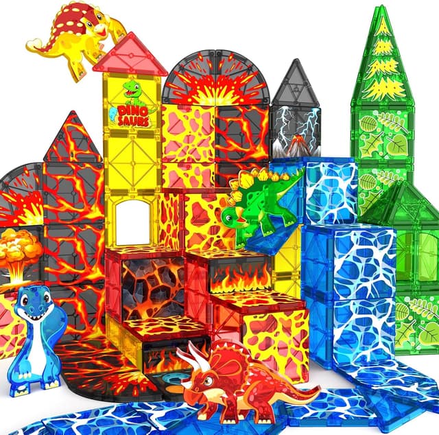 Detalle de DINO-LAVA World Magnetic Tiles 48PCS