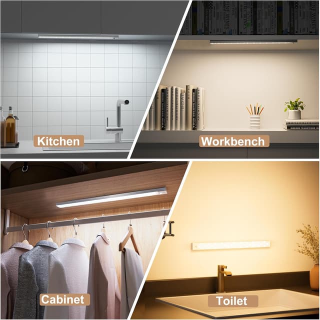 Thumbnail 6 de Unterbauleuchte Küche LED Schrankbeleuchtung mit Bewegungsmelder, 2er-Set (43,5 cm) USB-kabellos, 3 Farbmodi, dimmbar