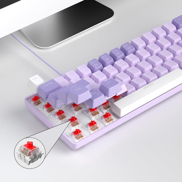 Detalle 2 de MageGee Portable MK-BOX 60% Mechanical Keyboard (68 keys, Red switch, RGB backlit) – purple