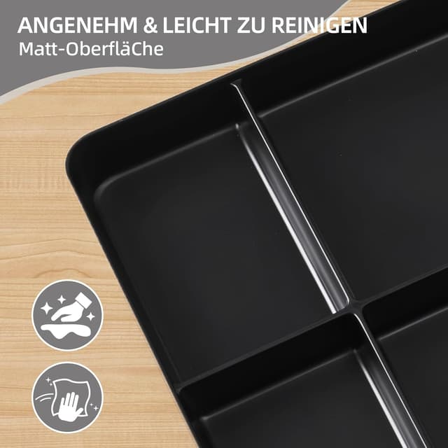 Thumbnail 5 de La Joventino 2er-Set Snack Tray aus Melamin – spülmaschinenfestes Fächertablett für Küche & Theke (schwarz)