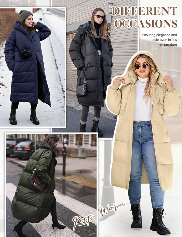 Detalle 2 de Tuopuda Wintermantel Damen Übergröße Lang