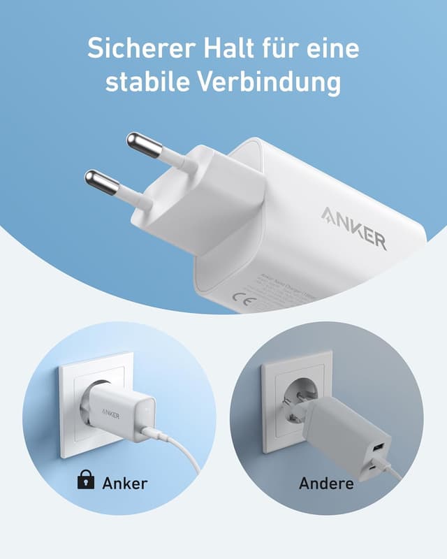 Detalle de Anker Nano 100W Ladegerät – kompaktes 100-W-Netzteil für MacBook, iPad, iPhone und USB‑C Geräte (inkl. 1,8 m USB‑C Kabel)
