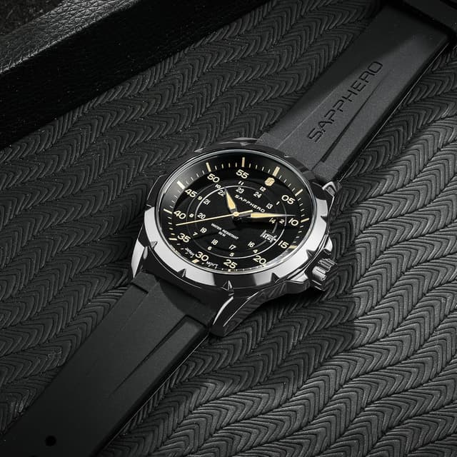 Detalle de SAPPHERO Herren-Silikon-Uhr mit 5-ATM-Wasserschutz und japanischem Quarzwerk