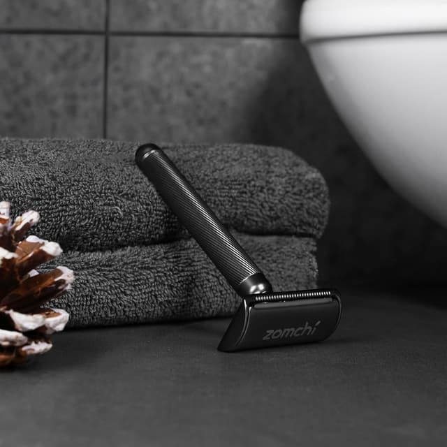 Detalle de ZOMCHI Rasoir de sécurité noir mat (version 2.0) avec 10 lames