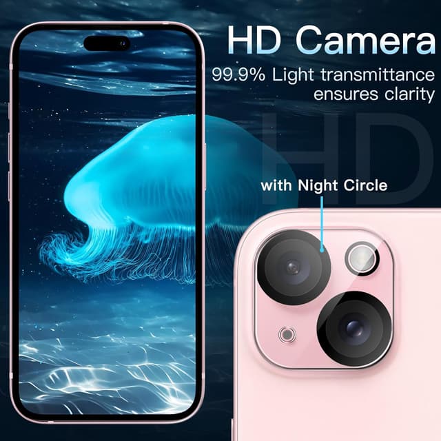 Detalle de JETech 9H Tempered Glass Camera Lens Protector (3-Pack) for iPhone 15 6.1-inch & iPhone 15 Plus 6.7-inch