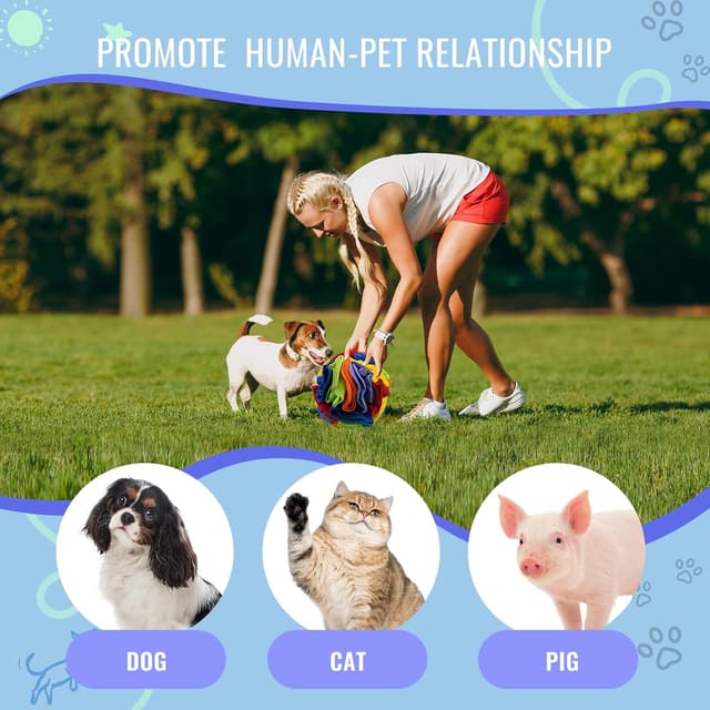 Detalle 2 de Larimuer Pet Snuffle Ball (15cm) – puzzle sniffing dog enrichment toy for treat training