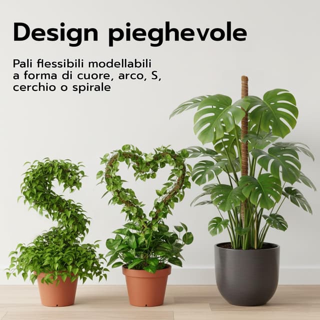 Detalle de Wigearss 2 pezzi bastoni di muschio in fibra di cocco (cocco coir moss pole) pieghevoli da 60 cm per piante rampicanti