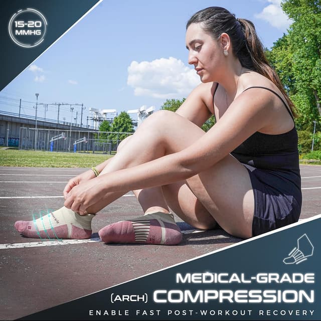 Detalle 2 de Coolmax Anti-Blister Cushioned Running Socks with Ankle Compression (3 Pairs)