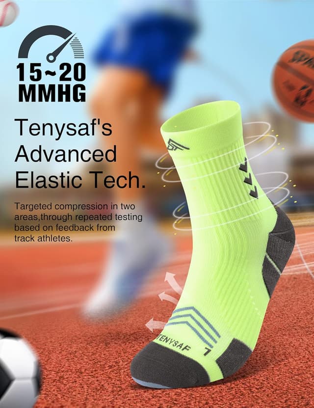 Detalle de Lounwee Compression Sport Running Socks (Crew) with Arch Support — nylon blend, ~20mmHg compression