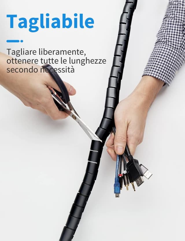 Thumbnail 3 de shinfly Kabelschlauch-Set 2 x 1,5 m (16/22 mm) selbstschließend mit Kabelbindern, Clips & Drahtführung