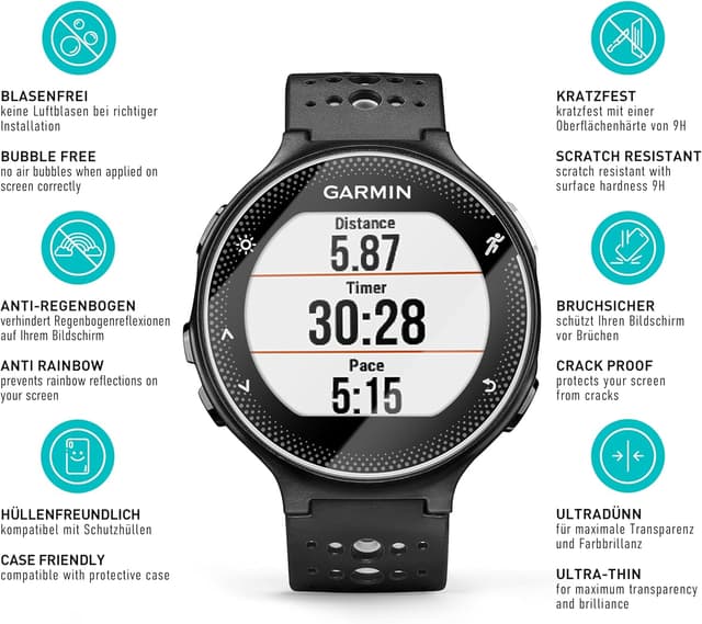 Detalle de Smartect Glass Screen Protector (3-Pack, Ultra-Clear) for Garmin Forerunner 235