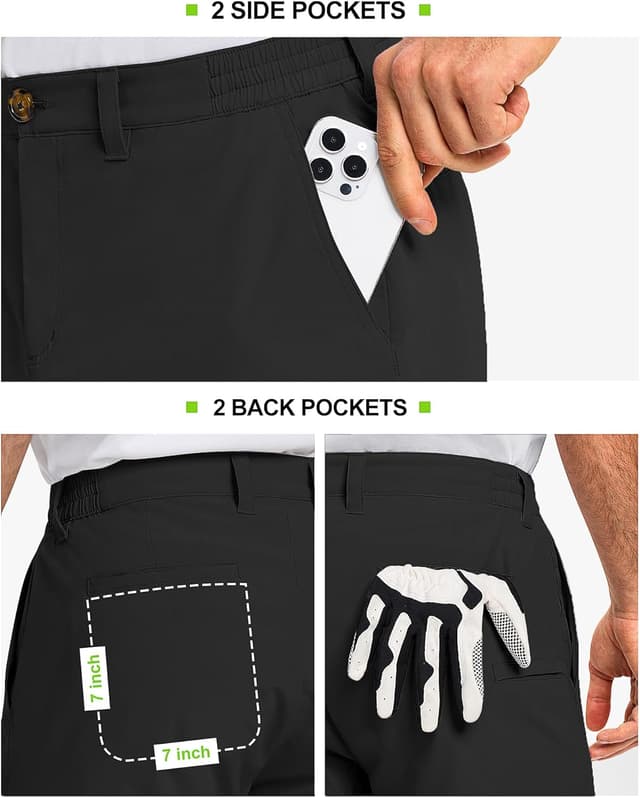 Detalle 2 de 33,000ft Men's 9" Dry Fit Stretch Golf Shorts (UPF 50+, Pockets)