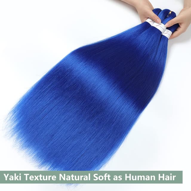 Detalle de YDDM vorgedehntes Flechthaar für Jumbo/Box Braids – 20 Zoll, 3 Packs, Kunsthaar in Blau