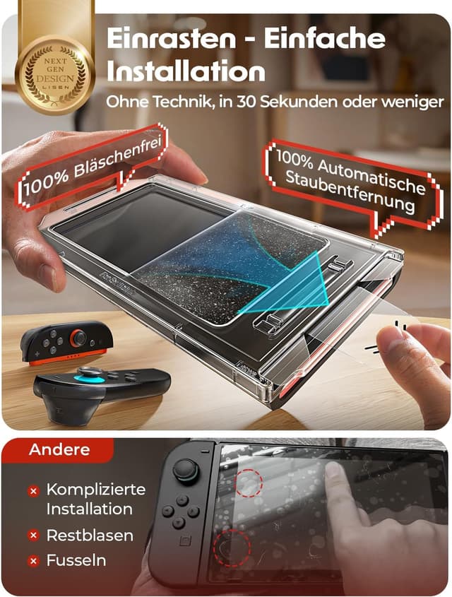 Detalle de LISEN Panzerglas für Nintendo Switch 2 – 2 Stück