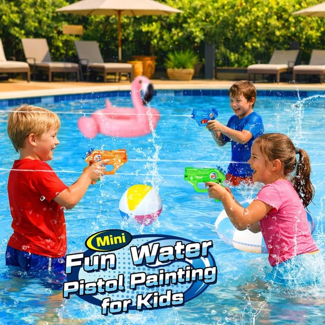 Detalle de Lot de 6 pistolets à eau Quanquer pour enfants, portée jusqu’à 7-8 m et réservoir 150 ml