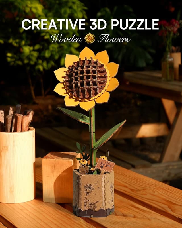 Detalle 2 de ROBOTIME Girasole kit puzzle 3D 0,5 h 🌼