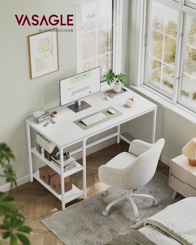 Detalle de VASAGLE Scrivania per Computer LWD047W44 120 x 60 cm bianco acciaio