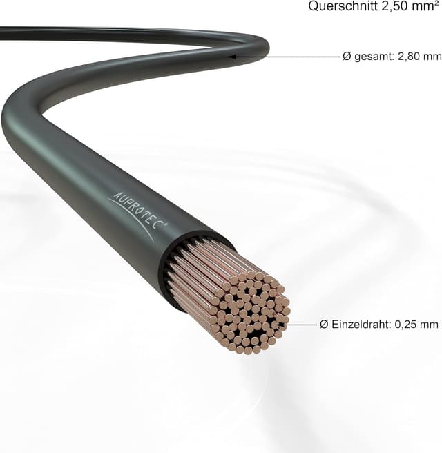 Detalle de Cavo unipolare AUPROTEC 2,5 mm² FLRY-B con filo ad anello, set 2 colori da 5 m (nero + rosso)