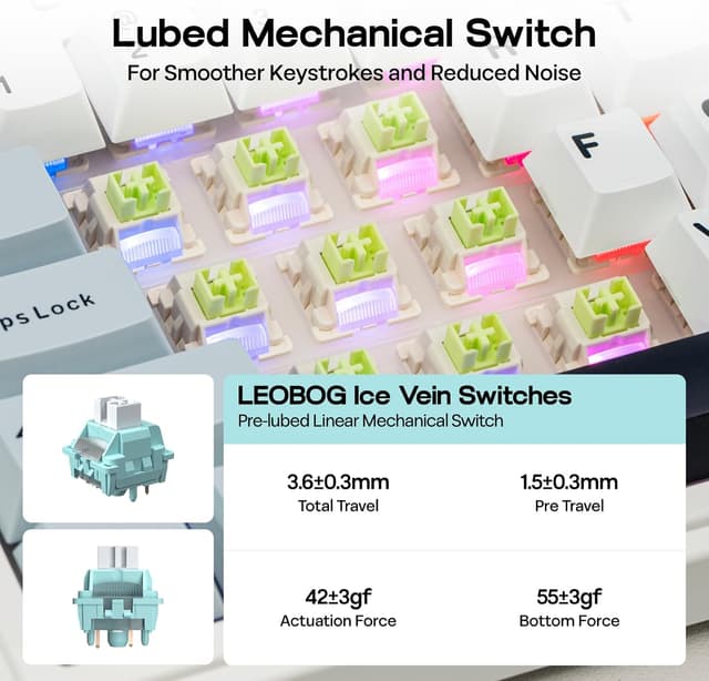 Detalle 2 de EPOMAKER x Aula F75 Gasket Mechanical Keyboard (75% Wireless Hot Swappable, BT/2.4GHz/USB-C, RGB, Ice Vein Switch)