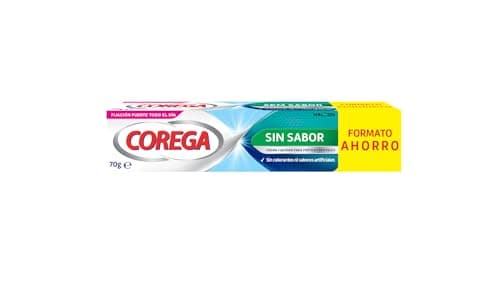 Detalle de Corega Crema Fijadora sin sabor para prótesis dentales (70 g) de fijación fuerte