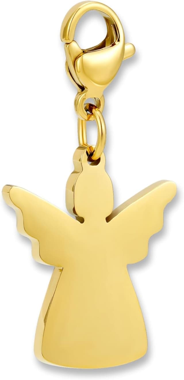 Detalle de Pendentif charm à fermoir mousqueton en acier inoxydable 316L (ou plaqué or 18 carats) pour bracelets à breloques