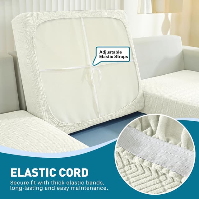 Thumbnail 6 de YSTELLAA Copriseduta Divano elasticizzato universale, 1 posto da 3 pezzi beige (fodera antiscivolo lavabile)