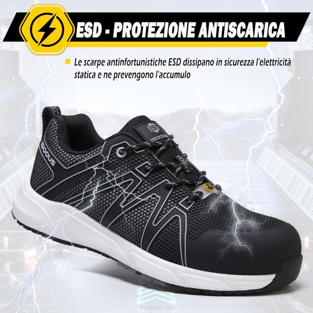 Detalle de Scarpe antinfortunistiche uomo/donna S3 ESD SRC FO impermeabili, leggere (EU 36–47)