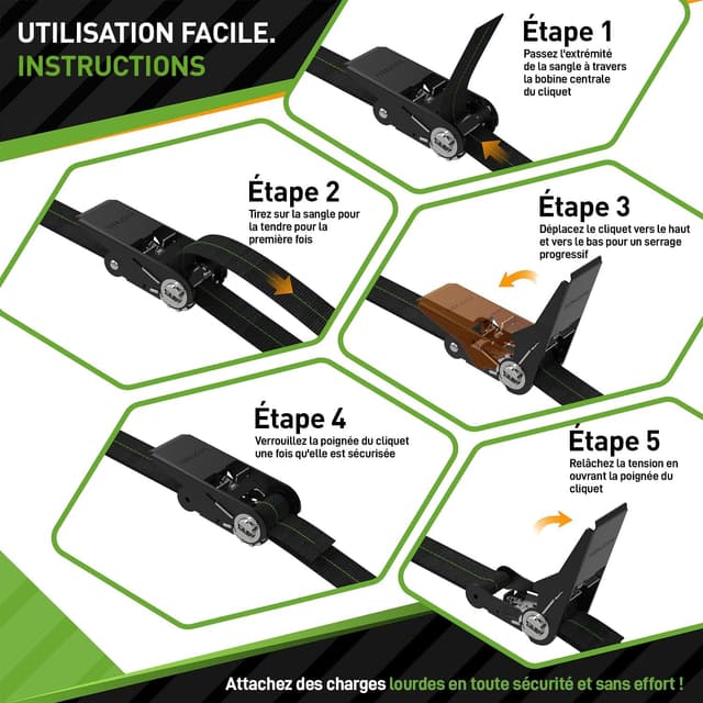 Detalle 2 de HARDTWERK Sangles d’arrimage à cliquet 6 m