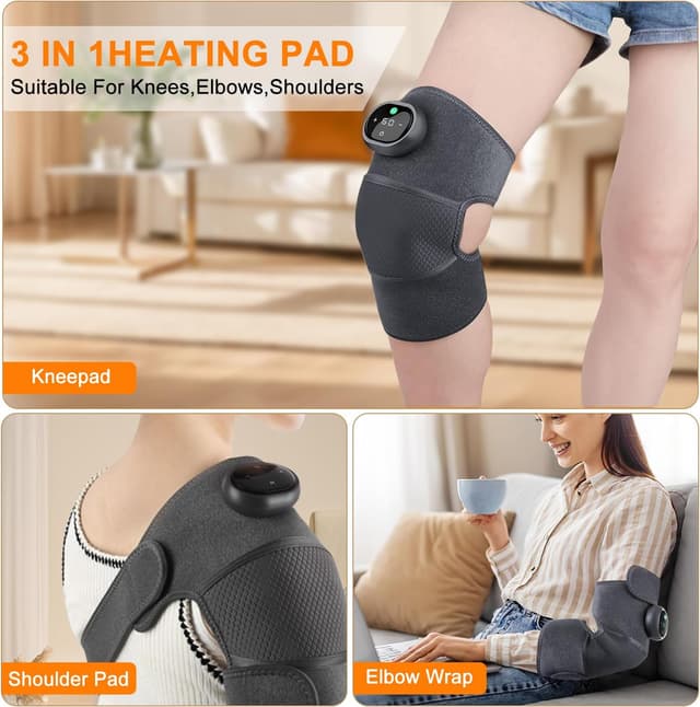 Detalle de Cordless heated knee support massager with heat, 3 modes and 3 heating levels