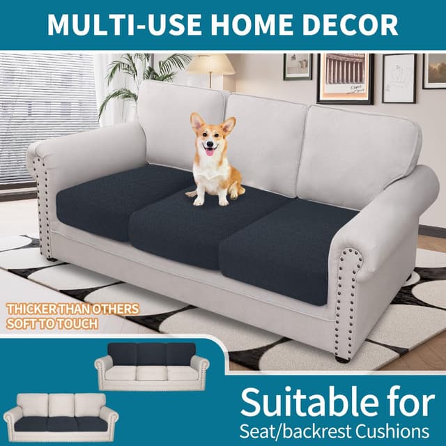 Detalle de YSTELLAA Copriseduta Divano Elasticizzato 1 posto (3 pezzi) antiscivolo, grigio scuro