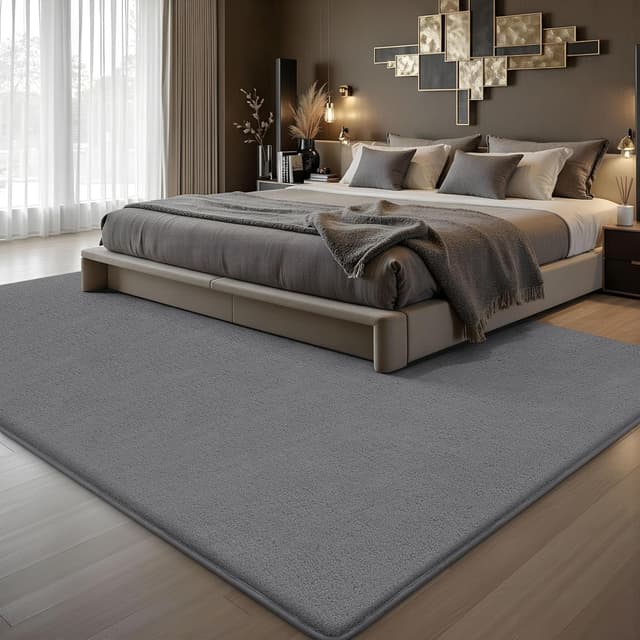 Detalle de Homaxy Modern Rugs dark grey soft shaggy large rug (240x340cm) with non-slip backing