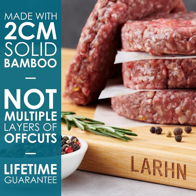 Thumbnail 3 de LARHN Premium Organic 2-in-1 Bamboo Cutting Board 44x30x2cm 🍽