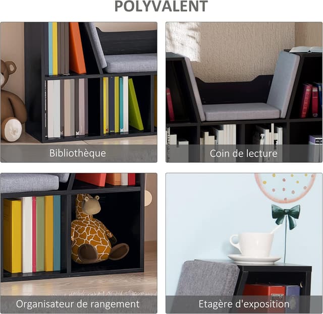 Detalle de HOMCOM Bibliothèque banc 2 en 1 102 cm