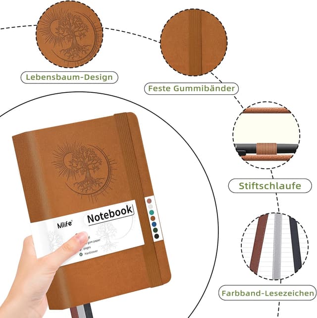 Detalle de B5 Notizbuch mit Linien und 300 Seiten