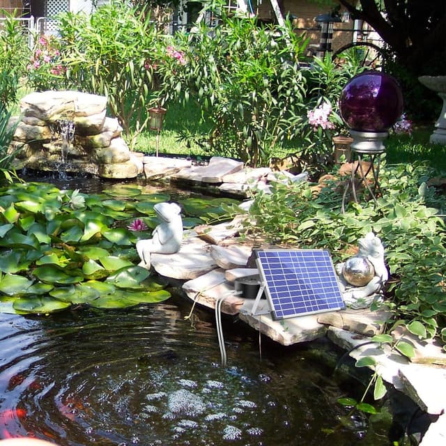 Detalle 2 de Biling 15W Solar Pond Aerator with 4400mAh Battery and 3 Oxygen Modes (2 Air Stones, IPX5)