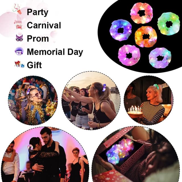 Thumbnail 6 de URAQT Scrunchies LED 6 colori per feste 🎉