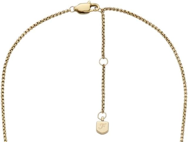 Detalle 1 de Fossil Heritage women’s gold tone stainless steel round pendant necklace with lobster clasp