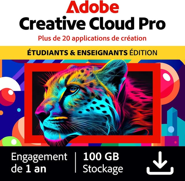Detalle de Adobe Creative Cloud Pro 1 an pour étudiants