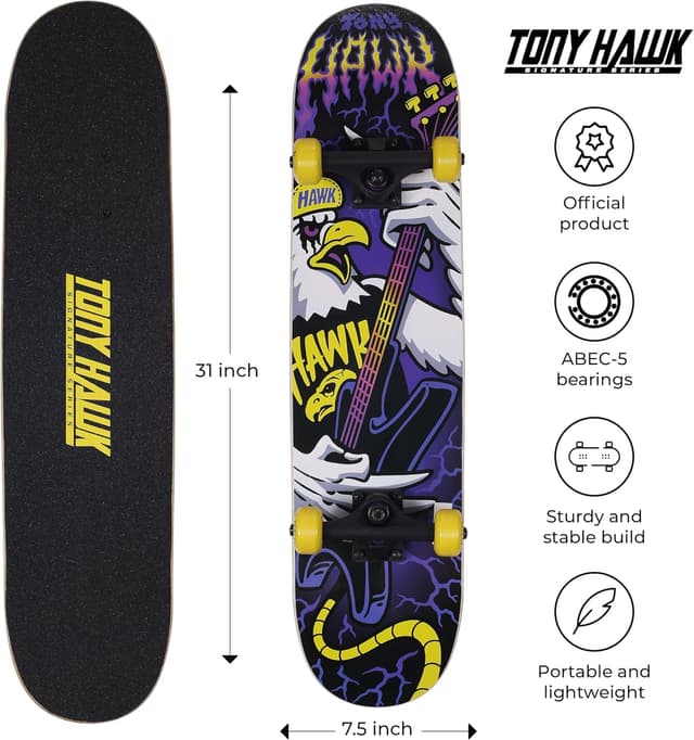 Thumbnail 3 de Tony Hawk 31" Skateboard Signature Series 1 with Pro Trucks 🛹