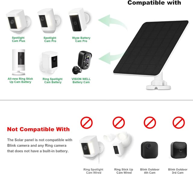 Detalle 2 de Solar Panel Charger for Ring Camera (5W) with 9.8 ft Cable, IP65 Waterproof