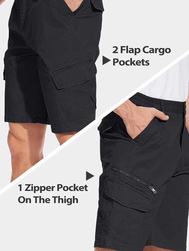Detalle 2 de TACVASEN men’s elasticated waist cargo shorts with multi pockets (cotton & spandex)