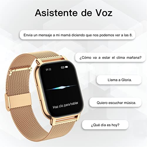 Detalle de Popglory Reloj Inteligente Mujer con llamadas, presión arterial y 100+ deportes (1.85”)