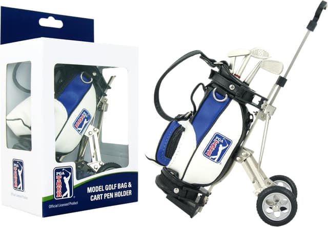 Detalle de PGA TOUR Golf Gifts for Men desktop golf bag pen holder with multicoloured club-shaped pens