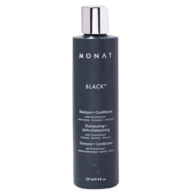 Detalle de MONAT Black Shampoo + Conditioner 2-in-1 (All Hair Types) — Cleanses, Conditions, and Helps Support Stronger-Looking Hair, 8.0 fl oz